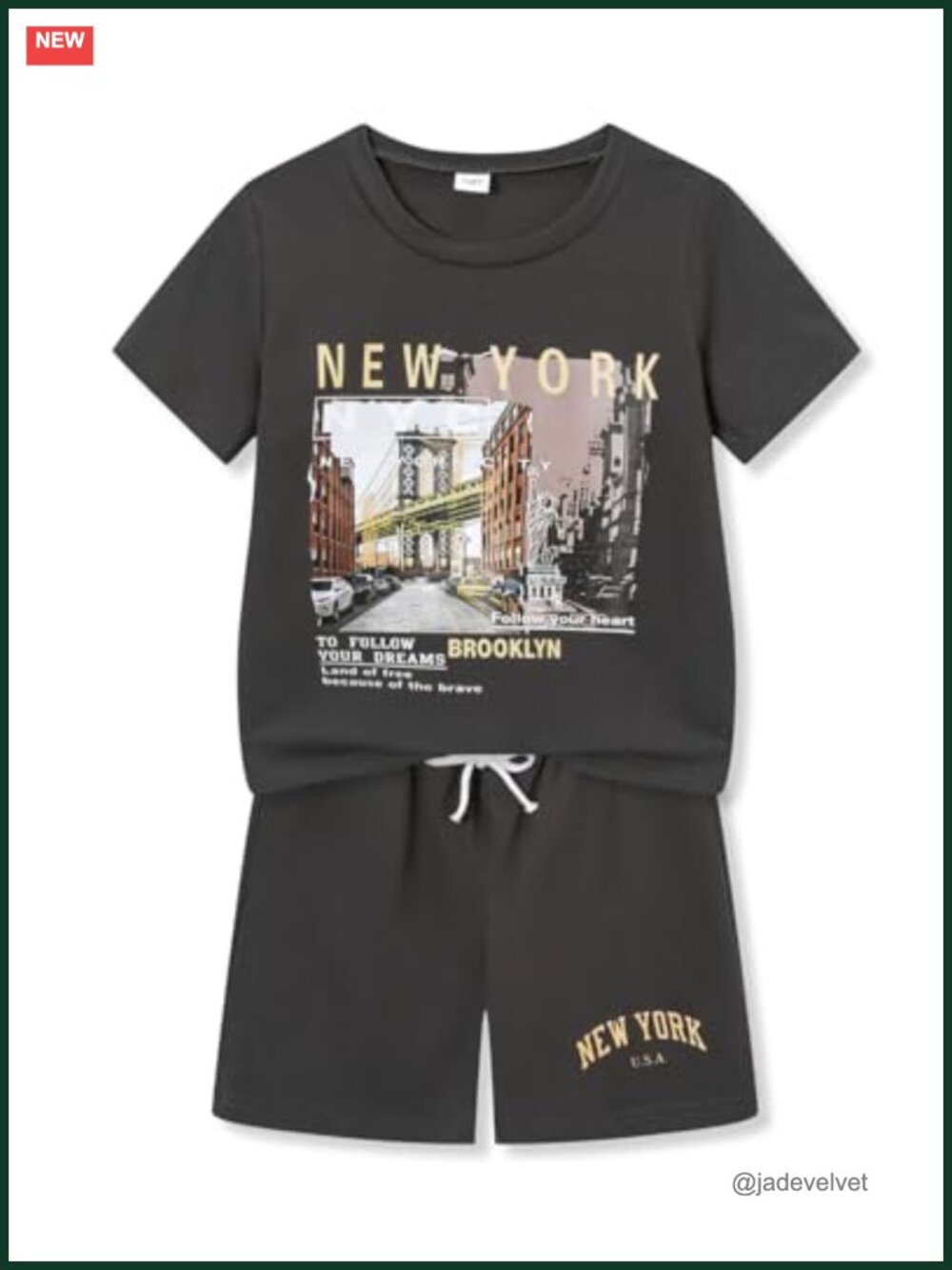 Boys 2 Piece Short Sleeve Graphic T Shirt and Shorts Set Summer Outfit